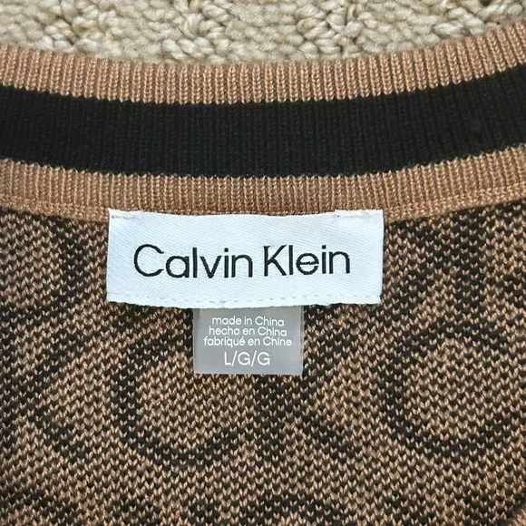 Calvin Klein Beige and black knit sheath dress in size Large. - Picture 3 of 4